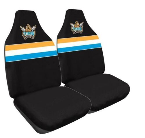 Gold Coast Titans NRL Set Of 2 Size 60 High Back Bucket Air Bag Compatible Front Seat Covers
