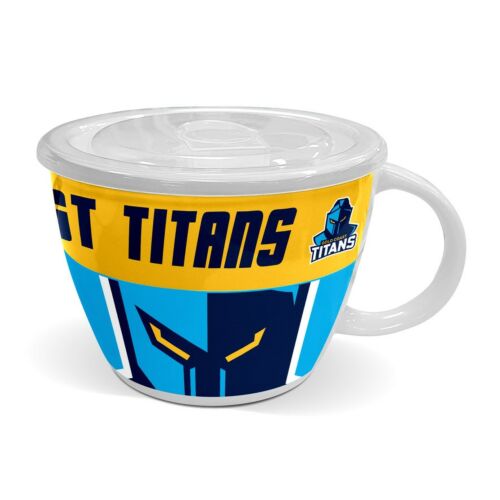 Gold Coast Titans NRL Team Large Ceramic Soup Bowl Mug With Lid