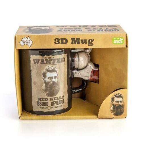 Ned Kelly Wanted Poster 3D Handled Coffee Tea Mug Cup In Gift Box 