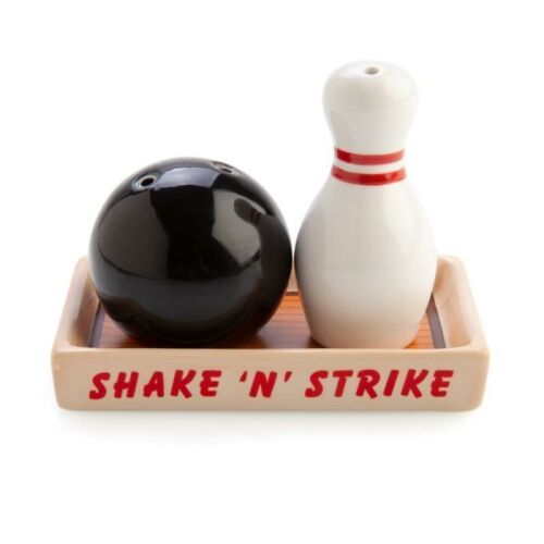 Flavour Mates Bowling Ball & Bowling Pin Ceramic Salt & Pepper Shaker Set 