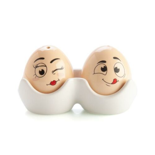 Flavour Mates Eggheads Mr & Mrs Egghead Ceramic Salt & Pepper Shaker Set 