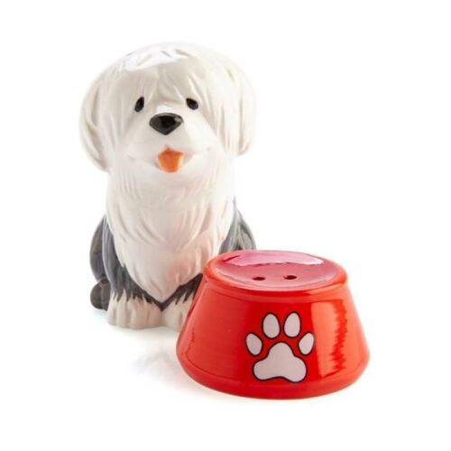 Furever Pets Sheepdog & Bowl Ceramic Salt & Pepper Shaker Set 