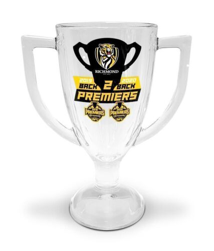 Richmond Tigers 2019 & 2020 Back To Back AFL Premiers Premiership 400ml Trophy Glass 