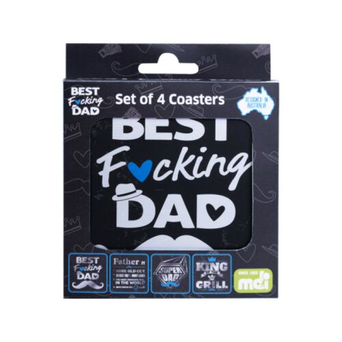 Best F*cking Dad Father's Day Set of 4 Cork Backed Coasters