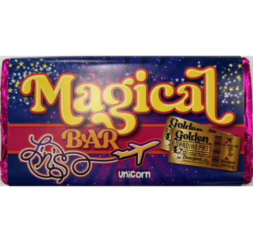 Unicorn Magical Bar 50g White Chocolate Bar - FIND A GOLDEN BOARDING PASS FOR A CHANCE TO WIN A FAMILY TRIP TO ANY DISNEYLAND ANYWHERE IN THE WORLD (Wonka Bar Replacement)