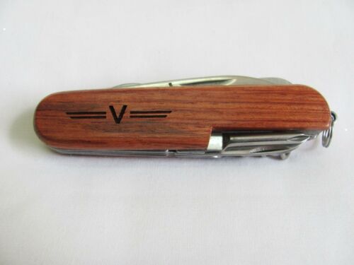 V   Name Personalised Wooden Pocket Knife Multi Tool With 10 Tools / Accessories