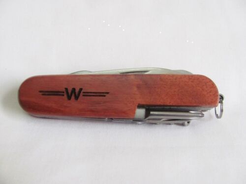 W   Name Personalised Wooden Pocket Knife Multi Tool With 10 Tools / Accessories