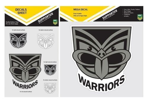 Set Of 2 New Zealand Warriors NRL Logo Mega Spot Sticker & Pack Of 5 Decal Stickers Sheet iTag