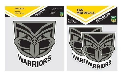 Set Of 2 New Zealand Warriors NRL Logo Mega Spot Sticker & Pack Of 2 Mini Decals Stickers itag
