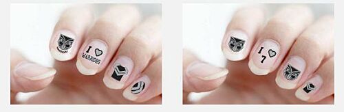 New Zealand Warriors NRL Team Logo Colour Finger Toe Nail Art Decal Stickers Gel or Polish