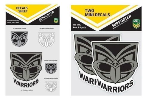 Set Of 2 New Zealand Warriors NRL Logo Pack Of 5 Decal Stickers Sheet iTag & Pack Of 2 Mini Decals Stickers itag