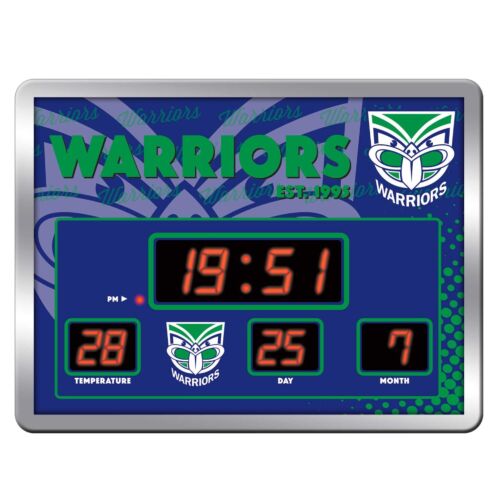 New Zealand Warriors NRL Team LED Scoreboard Clock Digital Time Date Temperature