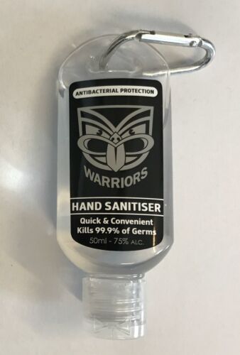New Zealand Warriors NRL Team 50ml Travel Size Hand Sanitiser With Carabiner Clip