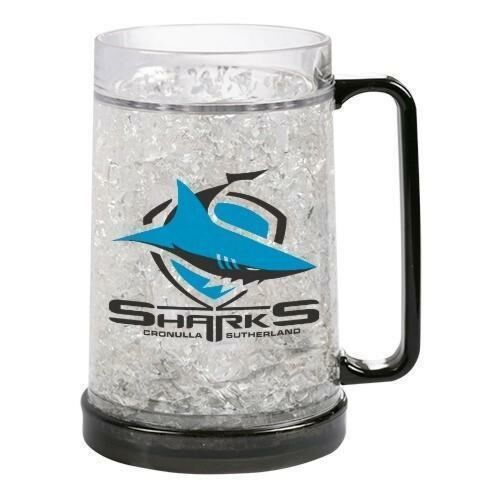 Cronulla Sharks NRL Team Logo Gel Ezy Freeze Mug Stein Drinking Plastic Cup