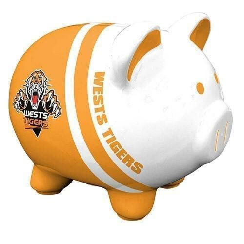 Wests Tigers NRL Team Logo Piggy Bank Money Box With Coin Slot