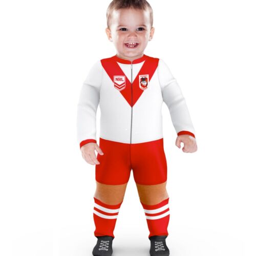 St George Dragons NRL Team Logo Long Sleeve Full Footy Suit Footysuit Onesie Baby Toddler 