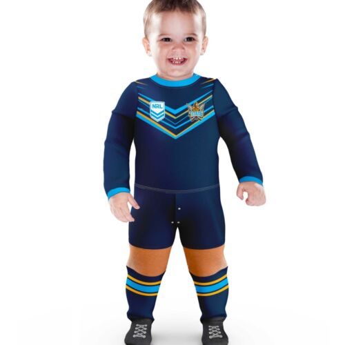 Gold Coast Titans NRL Team Logo Long Sleeve Full Footy Suit Footysuit Onesie Baby Toddler 