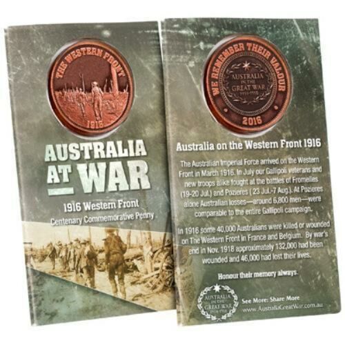 Western Front Commemorative Penny Coin ANZAC Australia in The Great War Military 