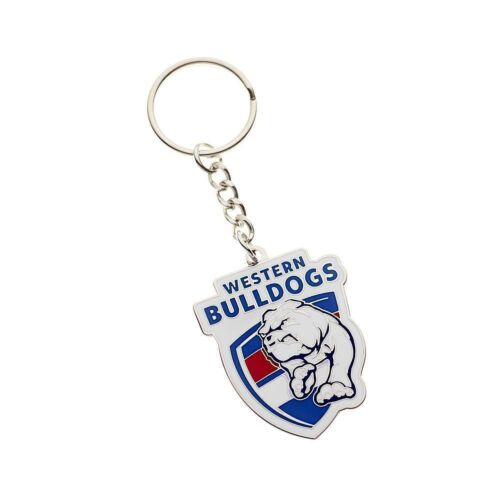 Western Bulldogs AFL Team Logo Mascot Metal Keyring Key Ring 
