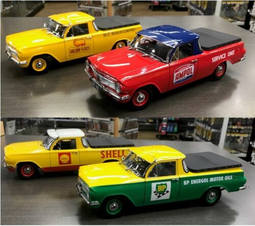 Collection of 4 Holden EH Utility Heritage Ute 1:18 Scale Model Car No. 2-5 Golden Fleece#2, Ampol#3, Shell#4, BP#5 