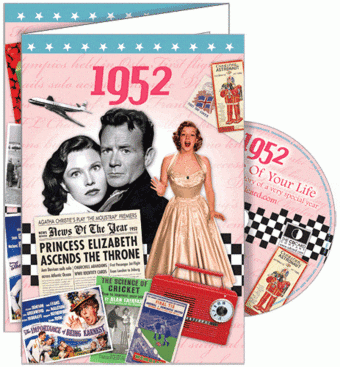 1952 Time Of Your Life - A Fabulous Visual History Of A Very Special Year - Deluxe Greeting Card & Full Length DVD Birthday
