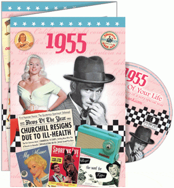1955 Time Of Your Life - A Fabulous Visual History Of A Very Special Year - Deluxe Greeting Card & Full Length DVD Birthday