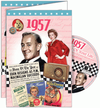 1957 Time Of Your Life - A Fabulous Visual History Of A Very Special Year - Deluxe Greeting Card & Full Length DVD Birthday