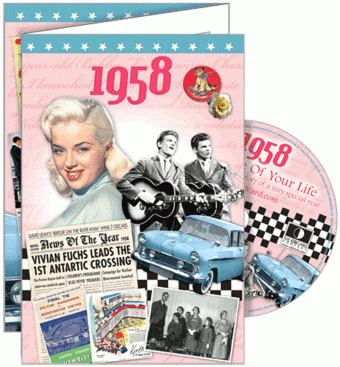 1958 Time Of Your Life - A Fabulous Visual History Of A Very Special Year - Deluxe Greeting Card & Full Length DVD Birthday