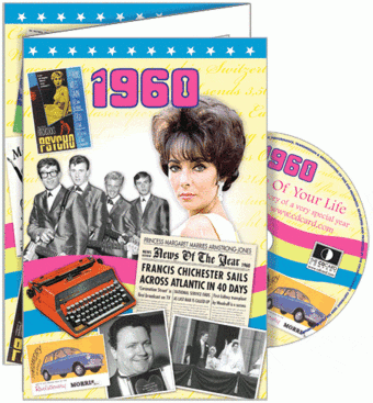 1960 Time Of Your Life - A Fabulous Visual History Of A Very Special Year - Deluxe Greeting Card & Full Length DVD Birthday