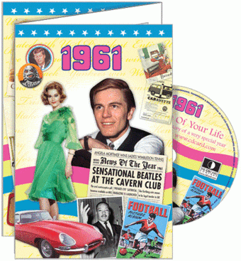 1961 Time Of Your Life - A Fabulous Visual History Of A Very Special Year - Deluxe Greeting Card & Full Length DVD Birthday