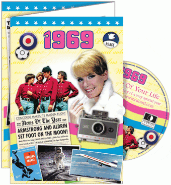 1969 Time Of Your Life - A Fabulous Visual History Of A Very Special Year - Deluxe Greeting Card & Full Length DVD Birthday