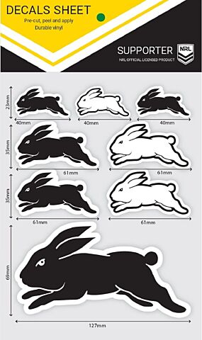 South Sydney Rabbitohs NRL Logo Set of 8 UV Car Decal Sticker Stickers Sheet iTag