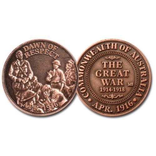 Dawn Of Respect Commemorative Penny Coin ANZAC Australian Great War Military Collectable
