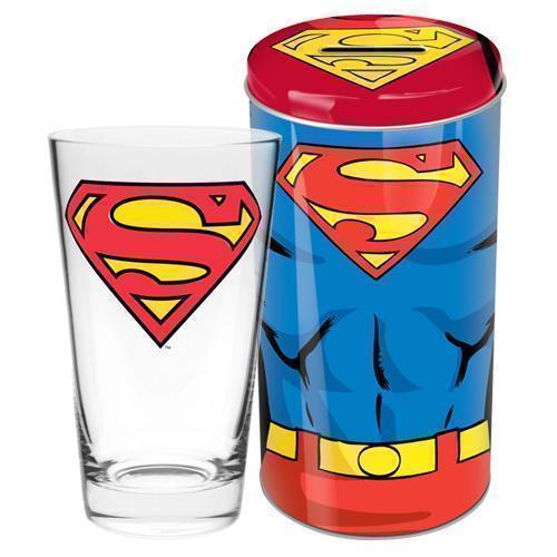 Superman Conical Glass In Money Box Tin