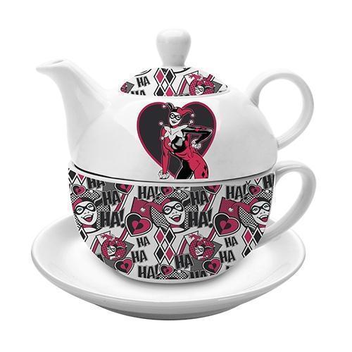 Harley Quinn Hero 'HA HA' Design Tea For One Set 400mL Porcelain Tea Pot & 260mL Cup And Saucer 