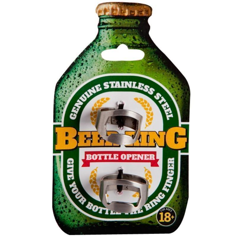 Set of 2 Metal Beer Bottle Opener Rings Ring 2 Sizes Novelty Drinking Gift