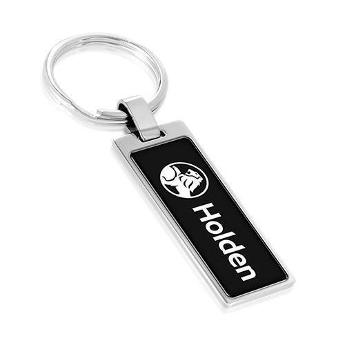 Holden Black Rectangle Logo Metal Keyring Key Ring