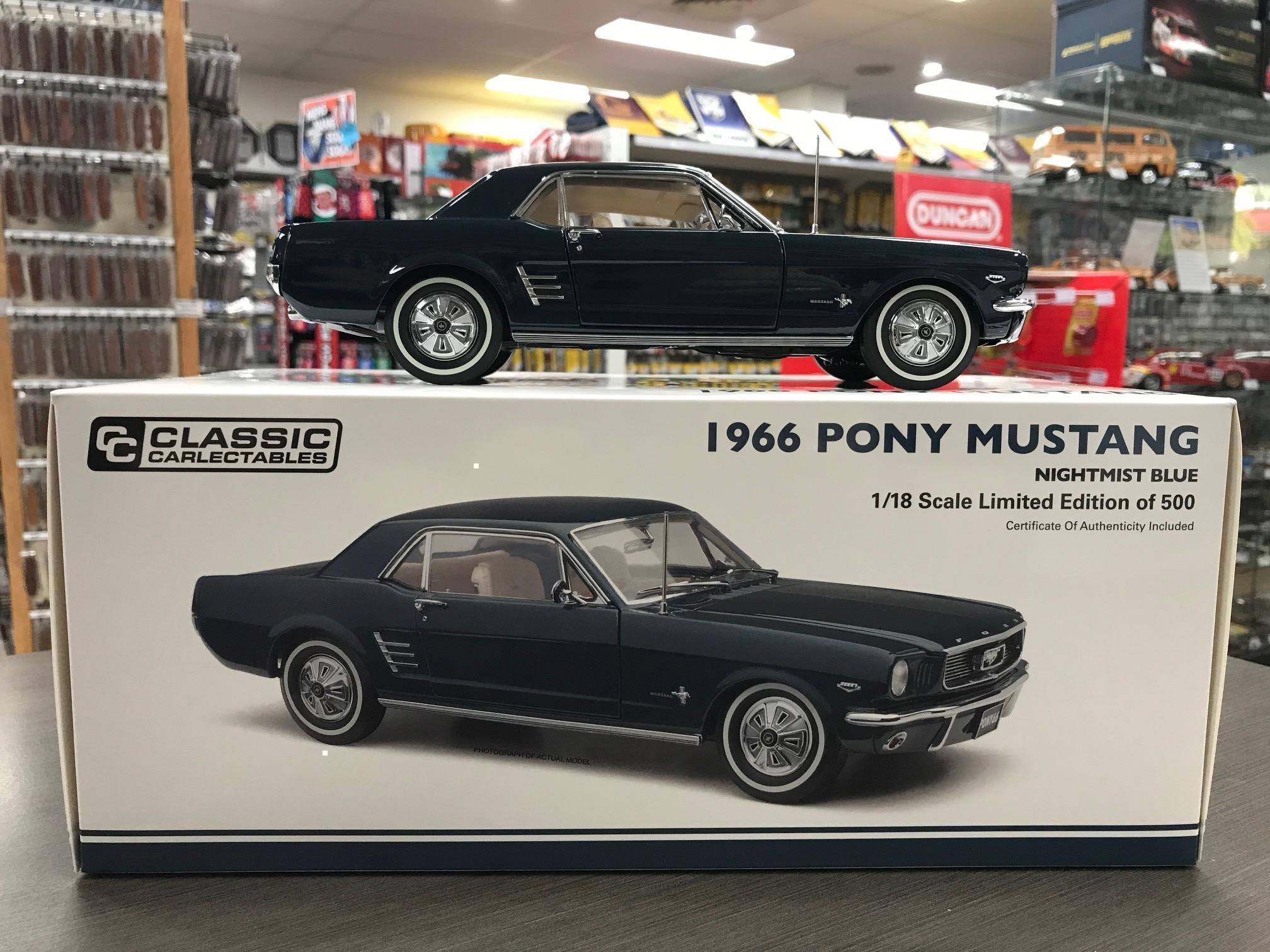 1966 Ford Mustang Pony Nightmist Blue RHD 1:18 Scale Model Car