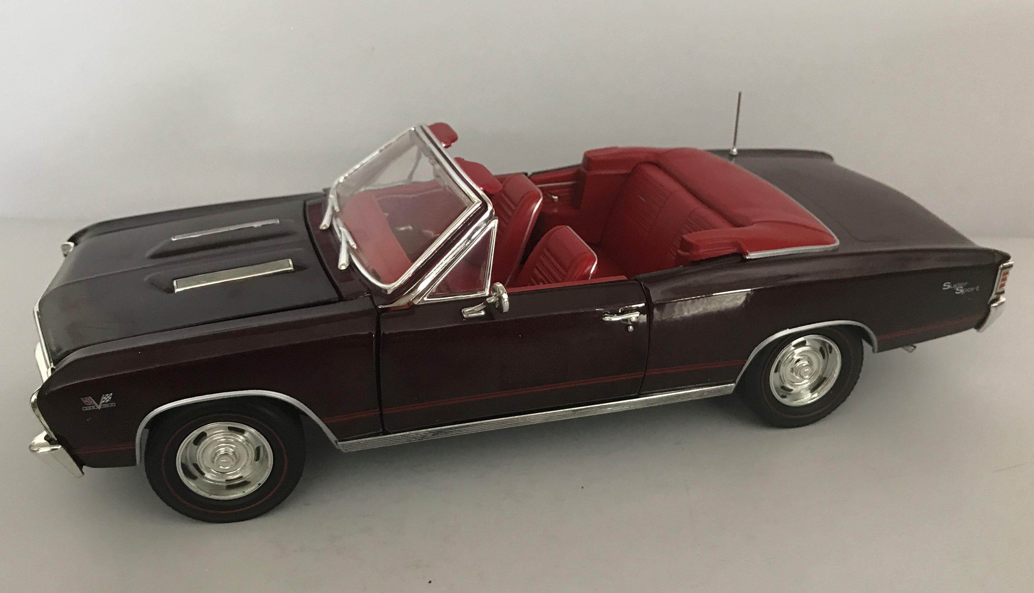 1967 Chevy Chevelle SS Convertible Madeira Maroon American Muscle 1:18 Scale Die Cast Metal Model Car
