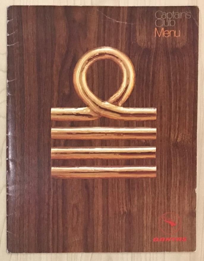 Qantas Original Captain's Club Menu 1975 - Fifty Five Years of Service - The Australian Airline