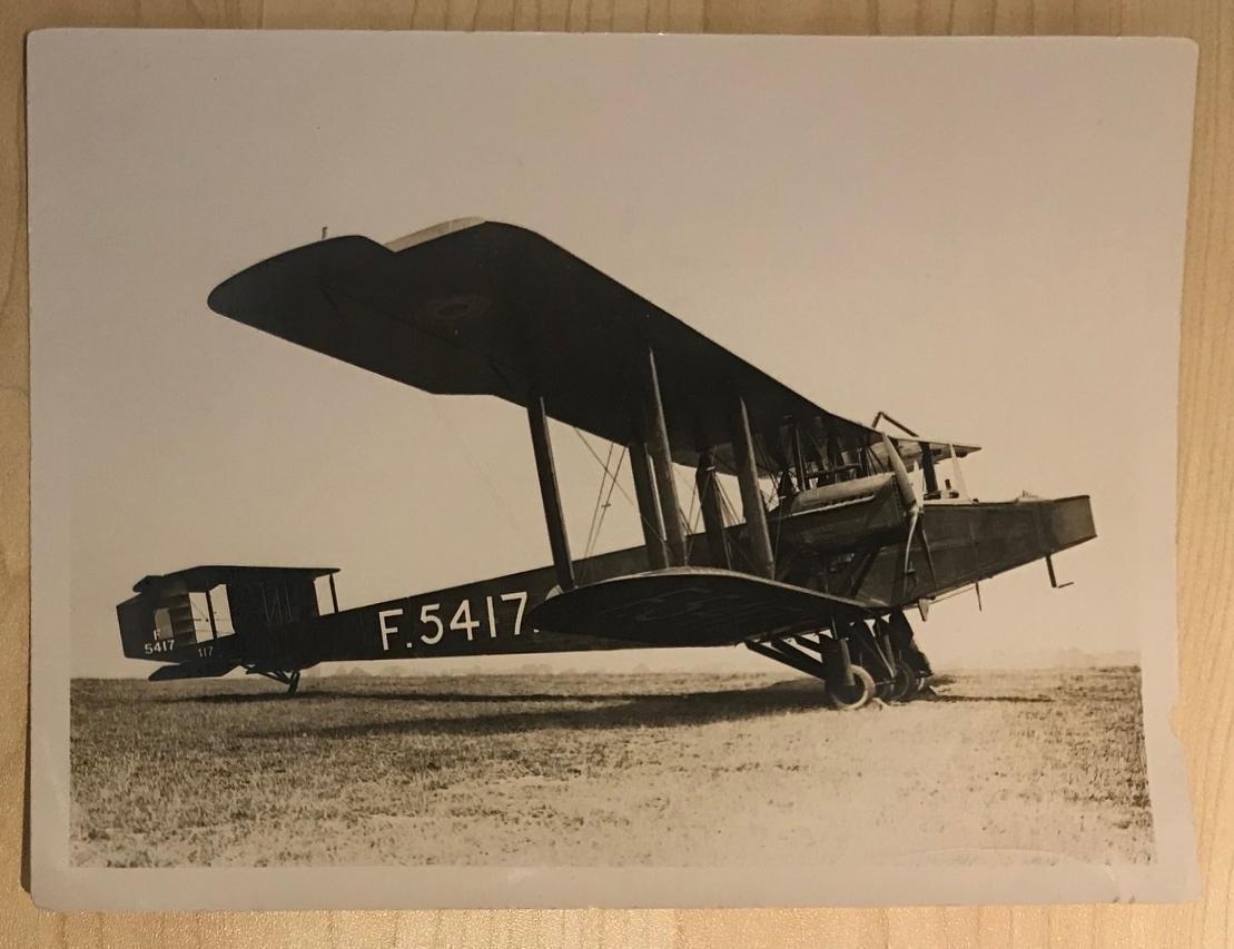 Handley Page Original Photograph Type O/400 Bomber Biplane British Aircraft WWI 1930s
