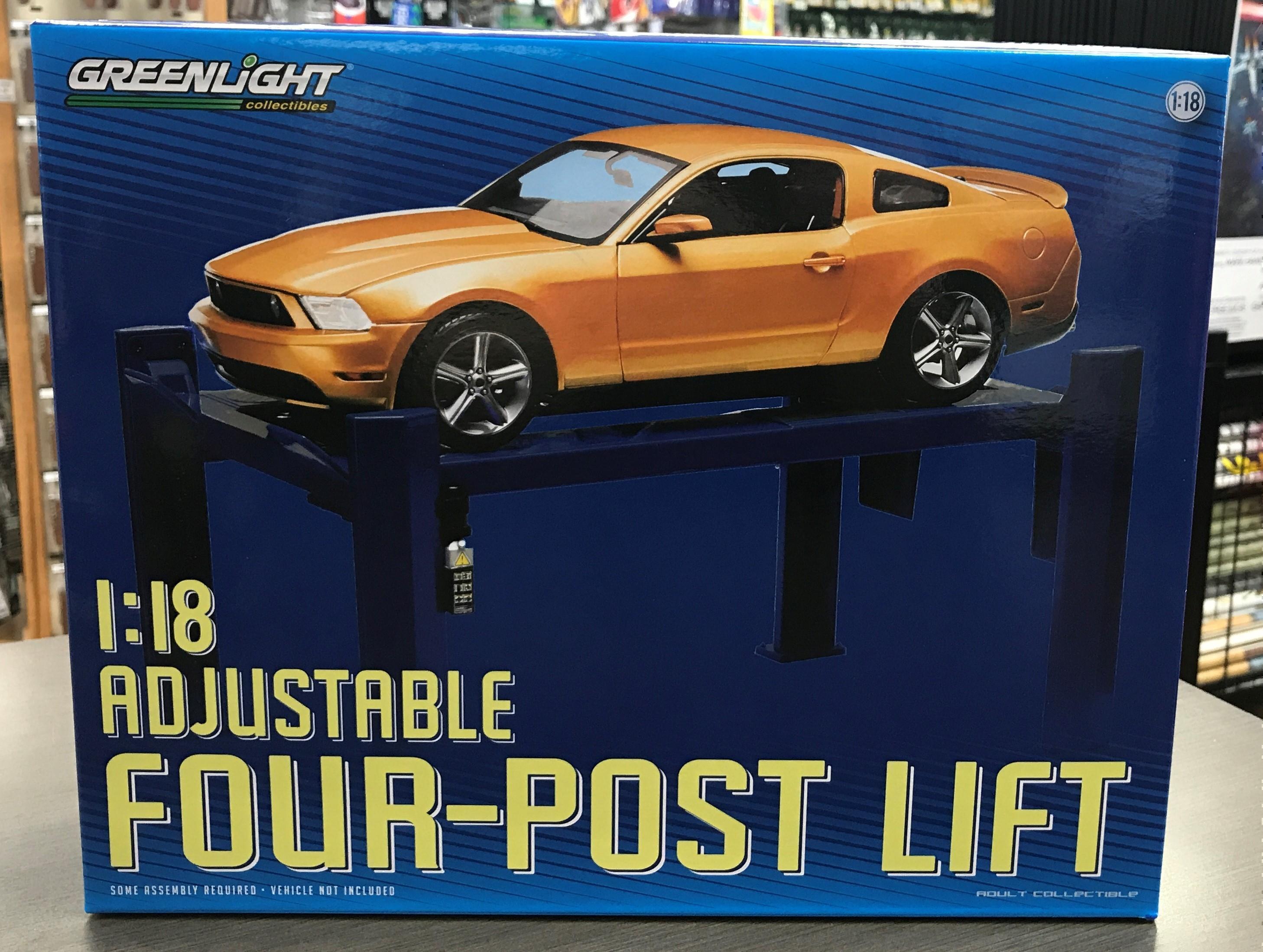 Adjustable Four-Post Lift Hoist Blue For 1:18 Scale Model Car