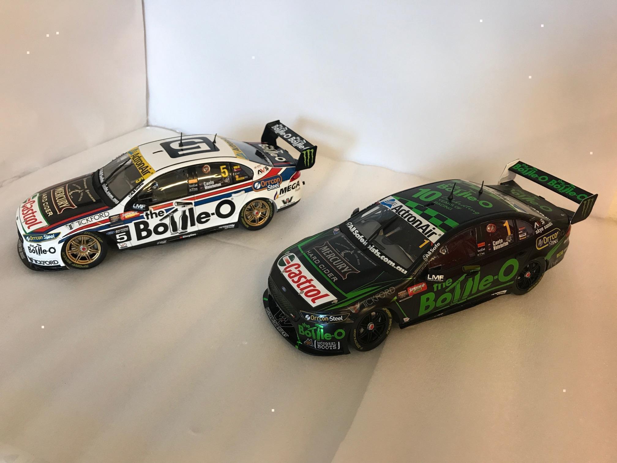 Collection Of 2 Mark Winterbottom Ford Falcon 2016 & 2017 Team Cars V8 Supercars 1:18 Die Cast Scale Model Cars