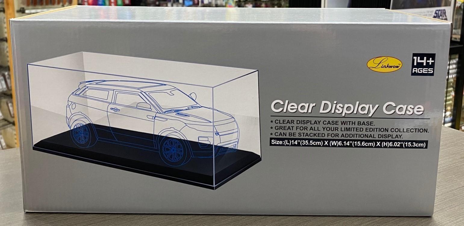 1:18 Scale Clear Plastic Display Cover With Black Base For Model Cars (L) 35.5CM X (W) 15.6CM