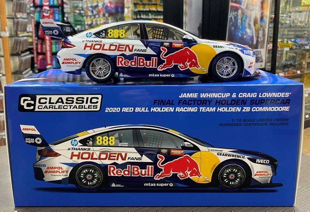 2020 Final Factory Holden Supercar Bathurst 1000 #888 Jamie Whincup & Craig Lowndes Red Bull Racing Holden ZB Commodore 1:18 Scale Model Car + Free Bathurst Winner Pin