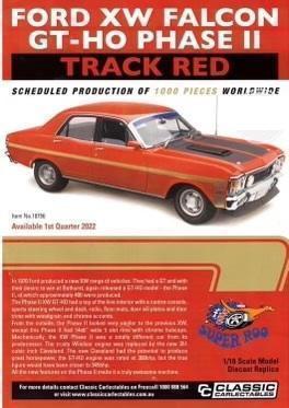 PRE ORDER - Ford XW Falcon GT-HO Phase II Track Red 1:18 Scale Model Car (FULL PRICE - $289.00*)