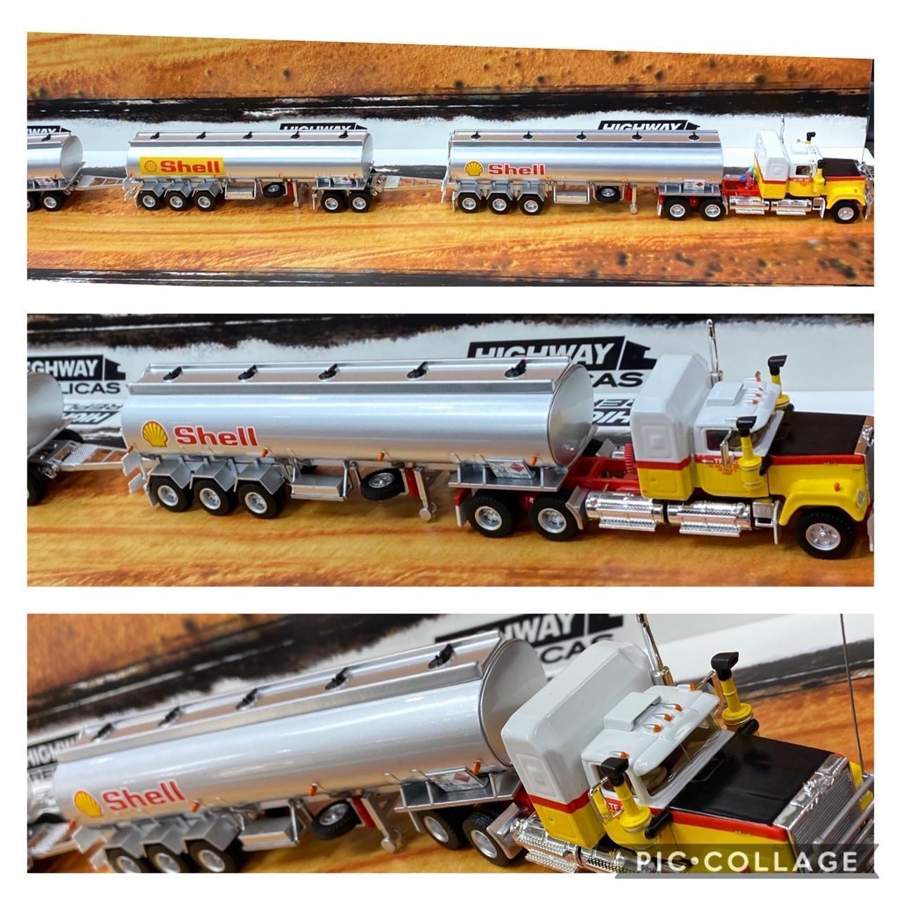 SHELL Highway Replicas Tanker Road Train Die Cast Model Truck With Additional Trailer & Dolly 1:64