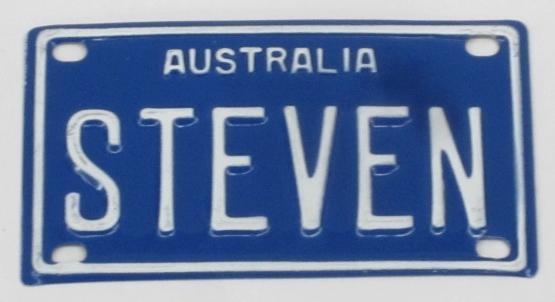 STEVEN NOVELTY NAME MINI TIN AUSTRALIAN LICENSE NUMBER PLATE 