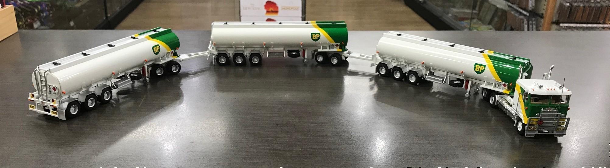 Highway Replicas BP Tanker Road Train Die Cast Model Truck With Additional Trailer & Dolly 1:64 