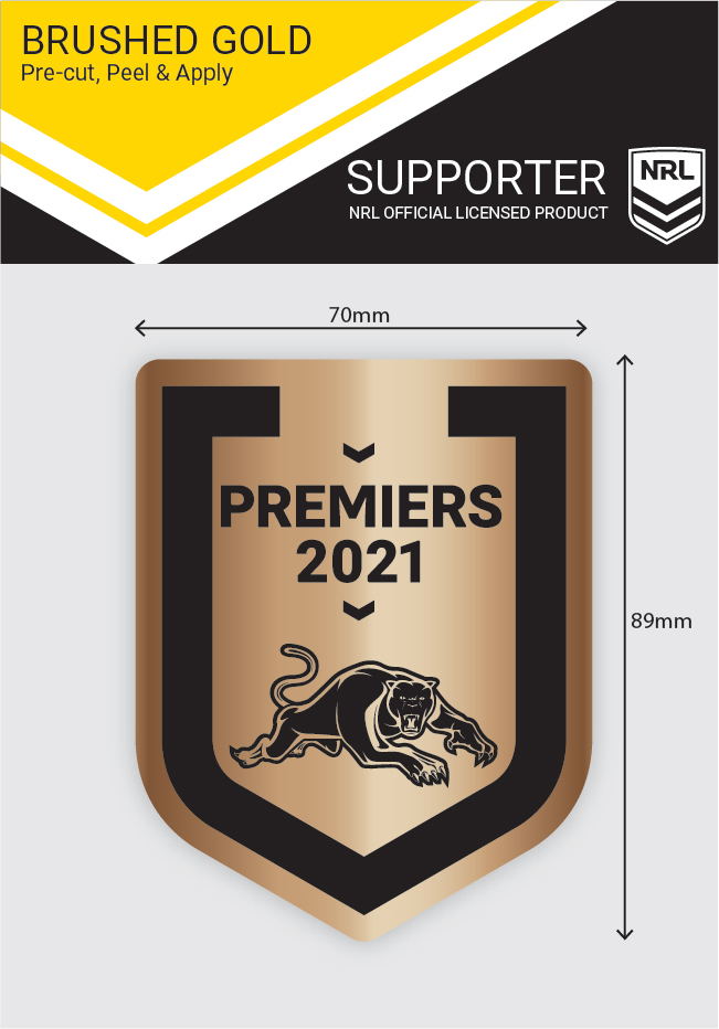 PRE ORDER - Penrith Panthers 2021 NRL Premiers Brushed Gold Decal Sticker